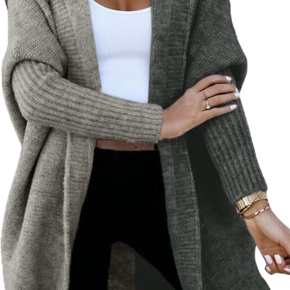 Women's Gray Open-Front Sweater